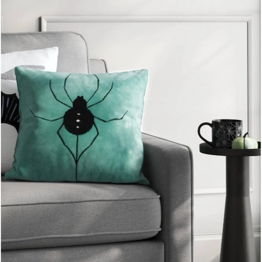 Hyde & EEK! Spider Velvet Halloween Throw Pillow